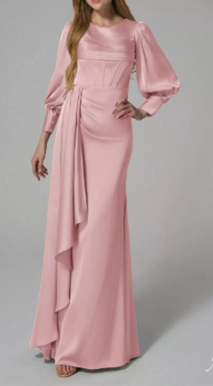 AW BRIDAL 8 M rose quartz satin charmeuse Gabriela formal maxi dress NEW 0b6